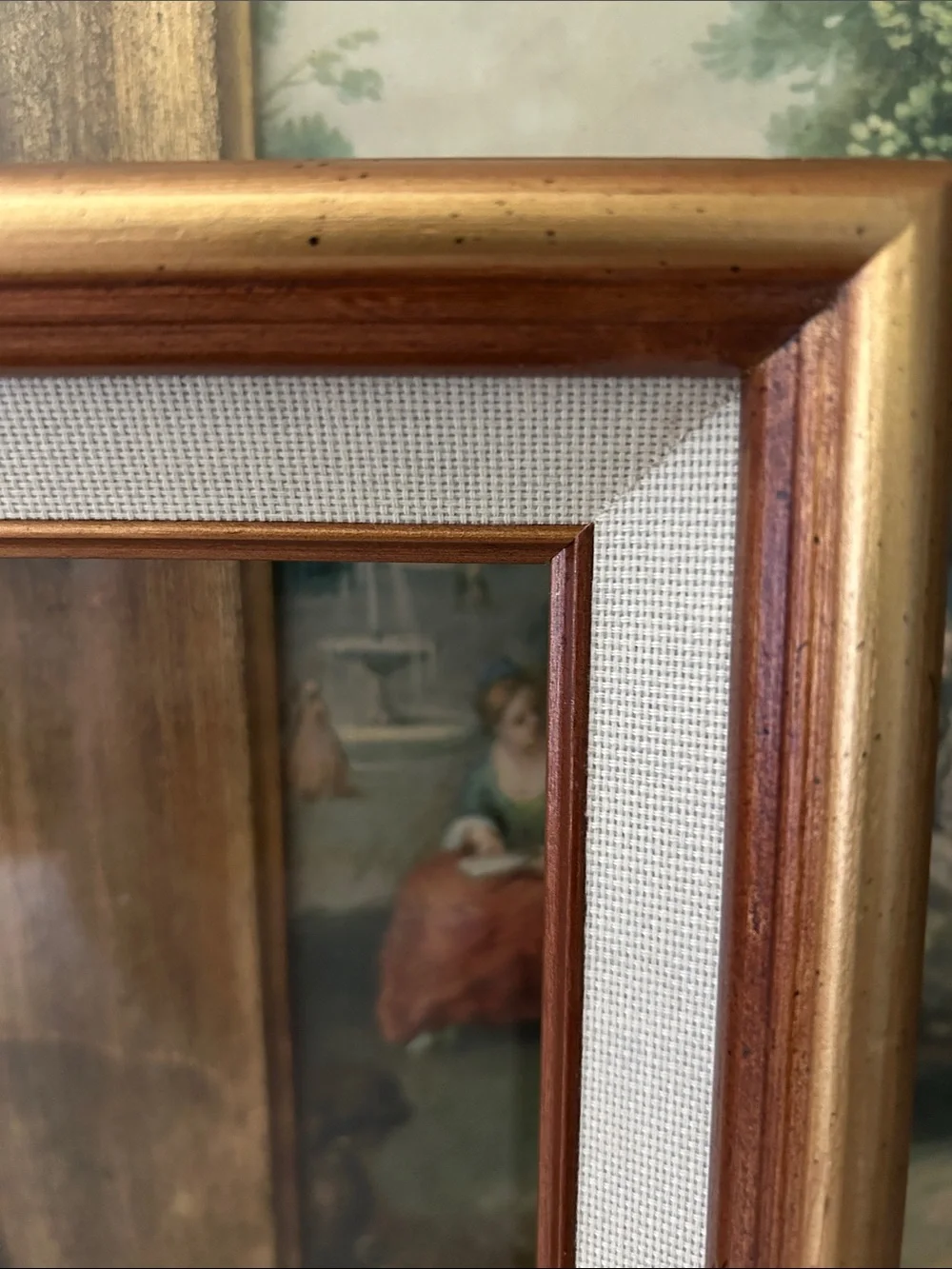 Vintage Gold and Cream Wall Mirror Frame with Copper Accents